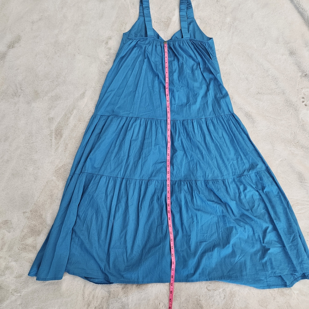 Magari Italian Cotton Blend Sleeveless Tiered Maxi Dress in Bright Blue Summer - Picture 7 of 9